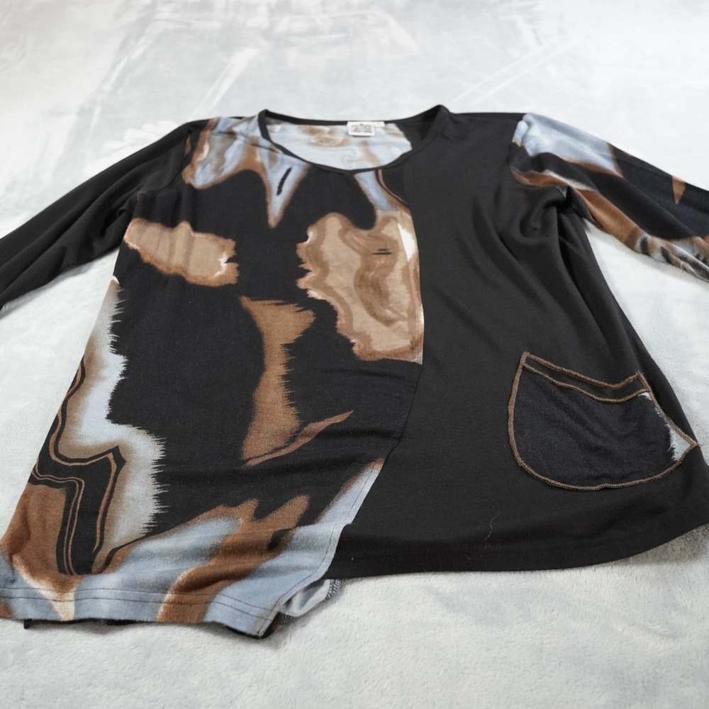 Parsley & Sage Abstract Art Tunic Top XL Rayon Lycra 3/4 Sleeve Pocket Boho - Picture 4 of 15